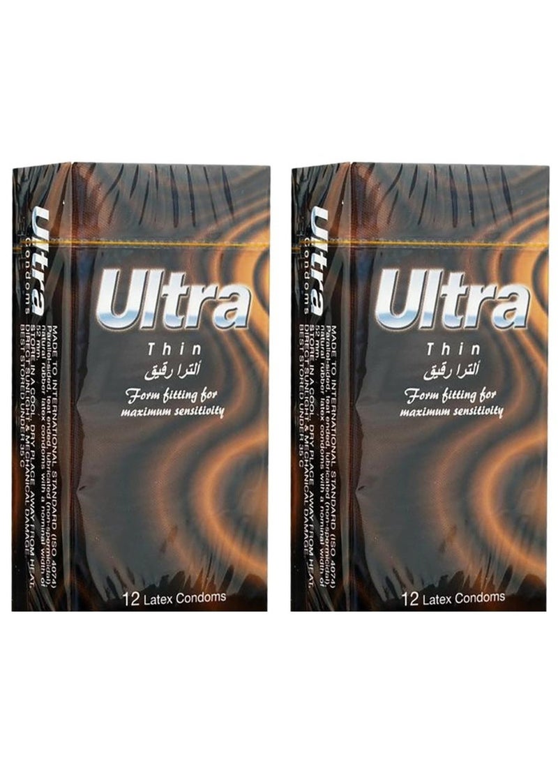 Ultra Pack Of 2 Ultra Thin Latex Condoms 12 Count - Image 1